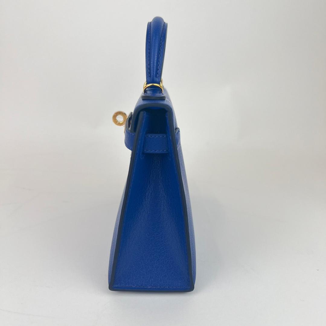 Mini kelly ミニケリー Blue royal ブルーロイヤル Chevre シェーブル GHW ゴールド金具 B刻