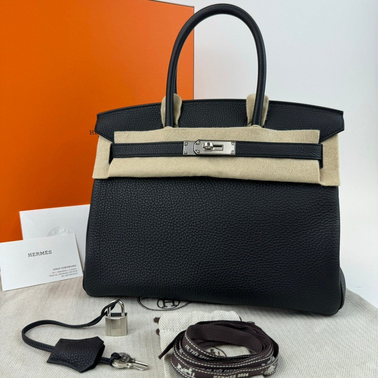 Birkin30 バーキン30 Noir ノワール Togo トゴ PHW シルバー金具 B刻