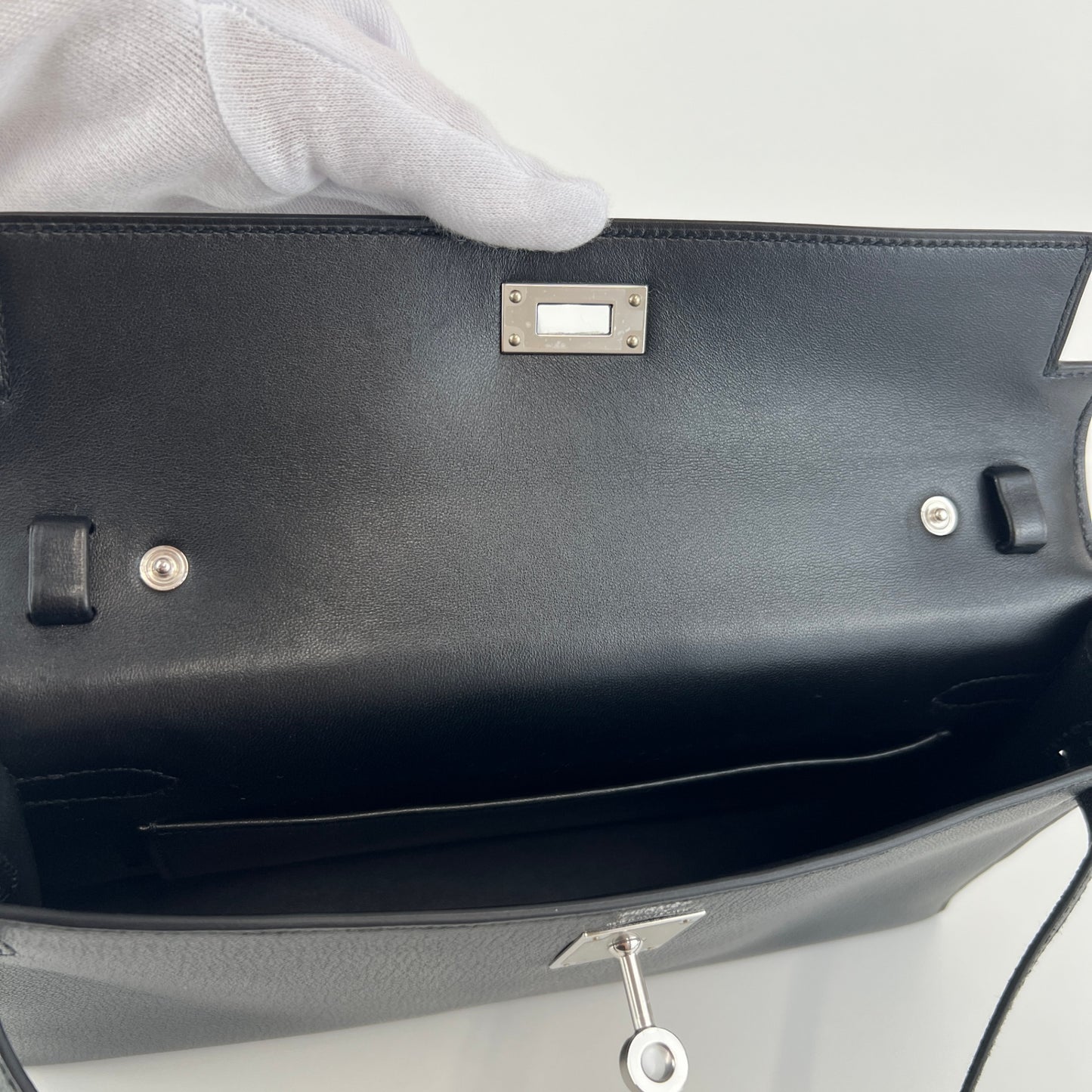 Kelly elan ケリーエラン Black ブラック Chevre シェーブル PHW シルバー金具 Stamp-B B刻印