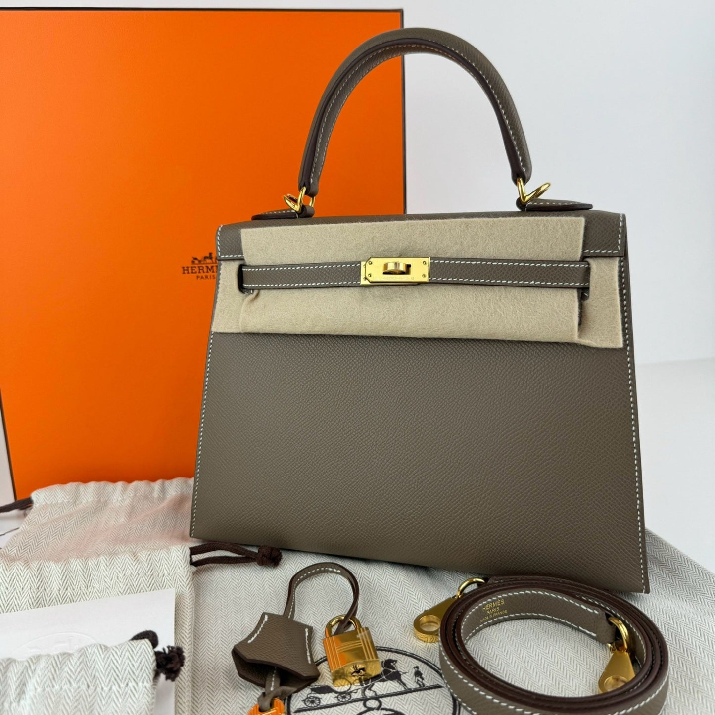 Kelly25 ケリー25 Etoupe エトープ GHW ゴールド金具 W刻印 Epsom エプソン