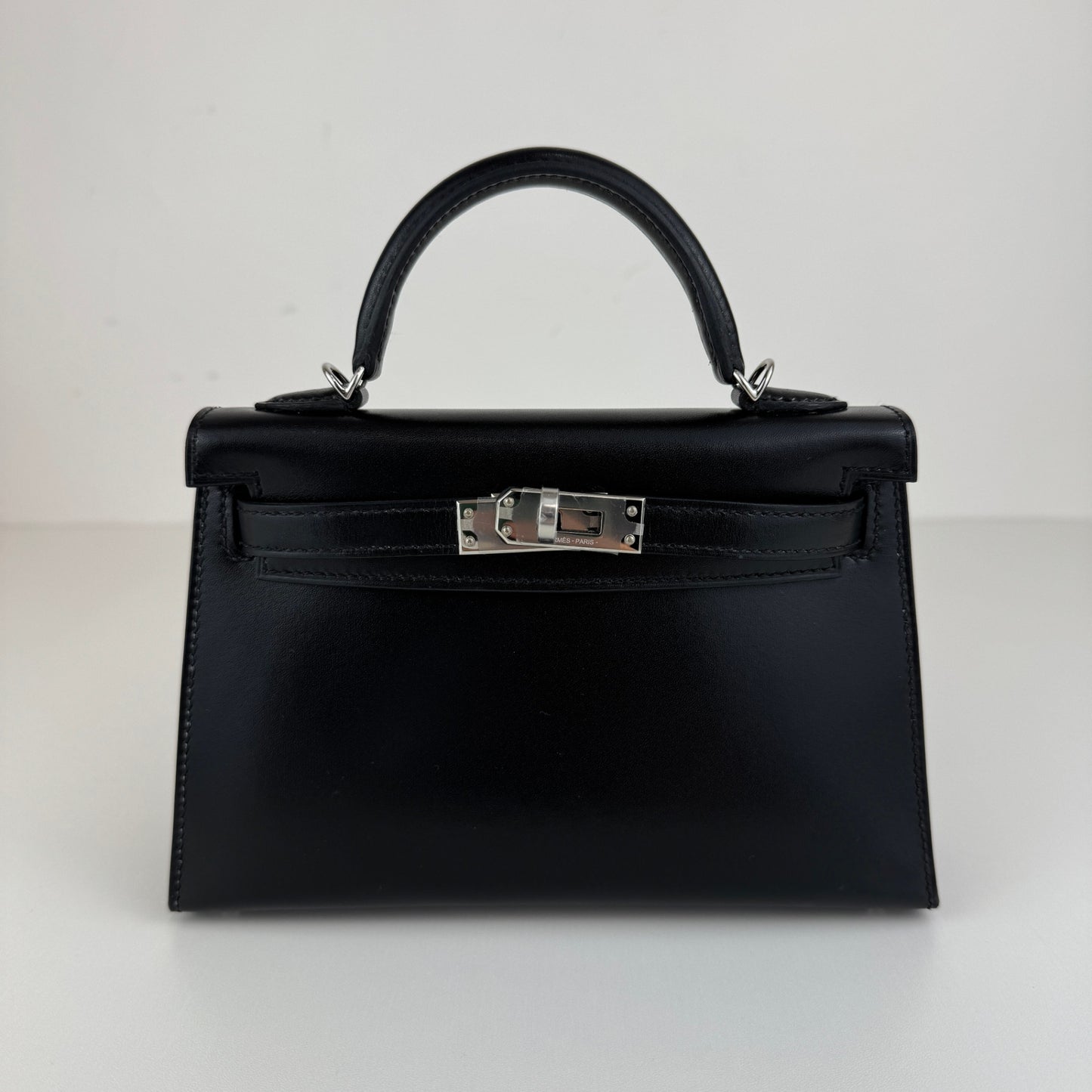 Mini kelly ミニケリー Black ブラック シルバー金具 Box calf ボックスカーフ Stamp-B B刻印
