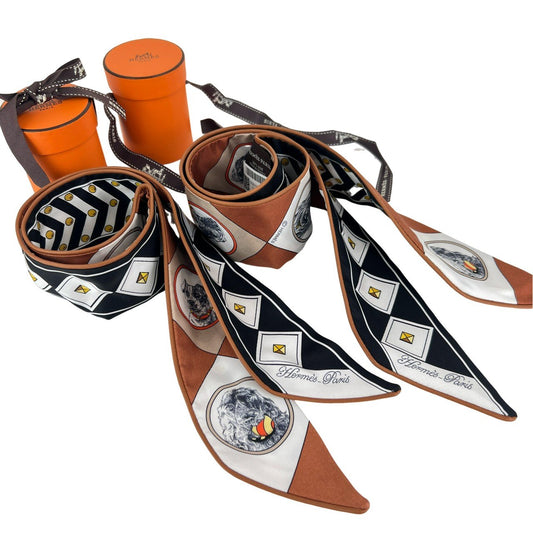 Twilly ツイリー コリエ・エ・シアン マルチカラー brown ブラウン 絹 100% レディース スカーフ