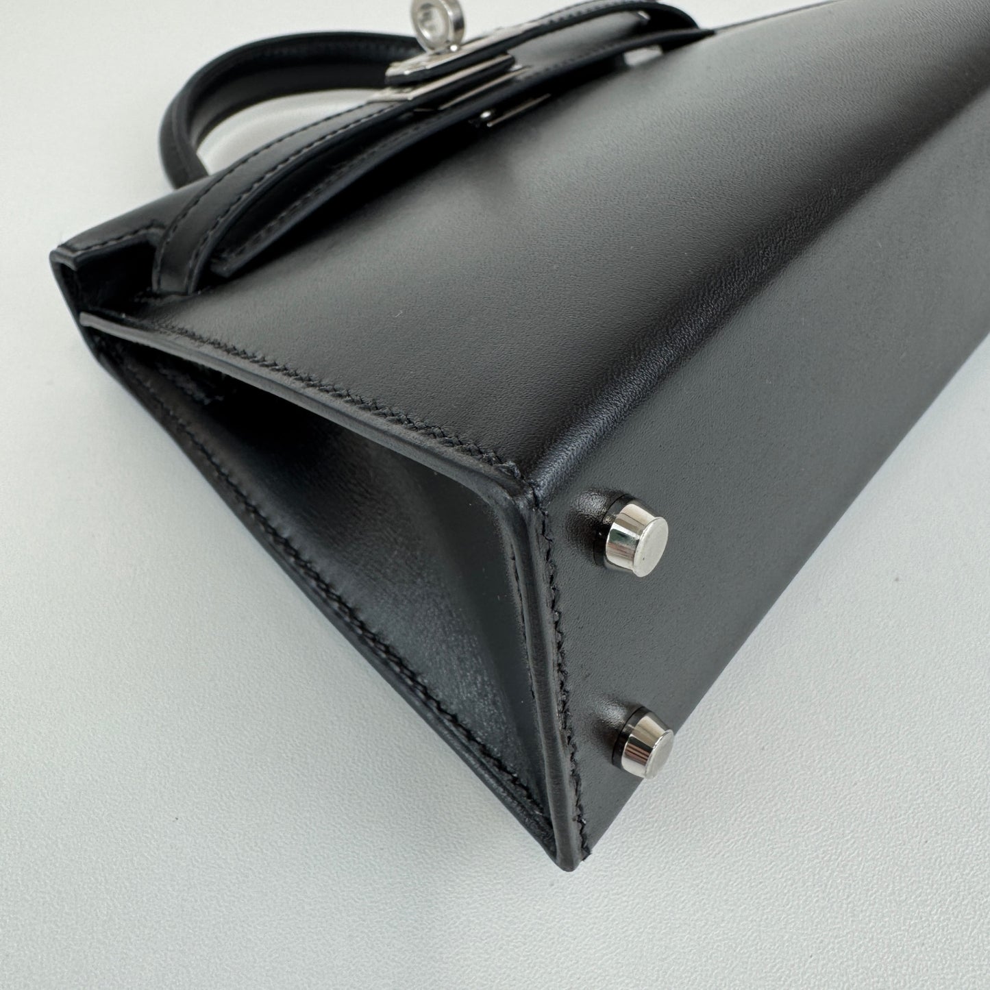 Mini kelly ミニケリー Black ブラック シルバー金具 Box calf ボックスカーフ Stamp-B B刻印