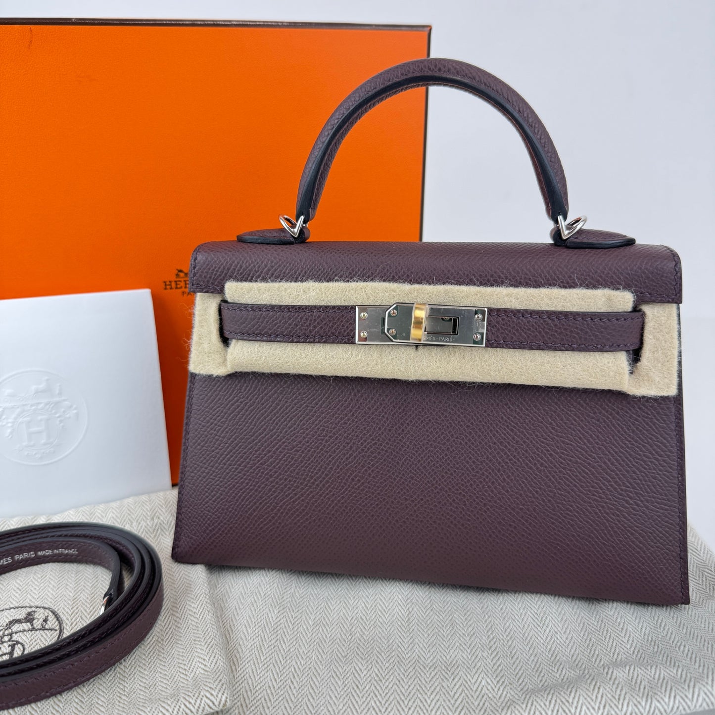 Hermès エルメス Mini kelly ミニケリー Stamp-W W刻印 Epsom エプソン Rouge sellier ルージュセリエ EHW エレクトラム金具