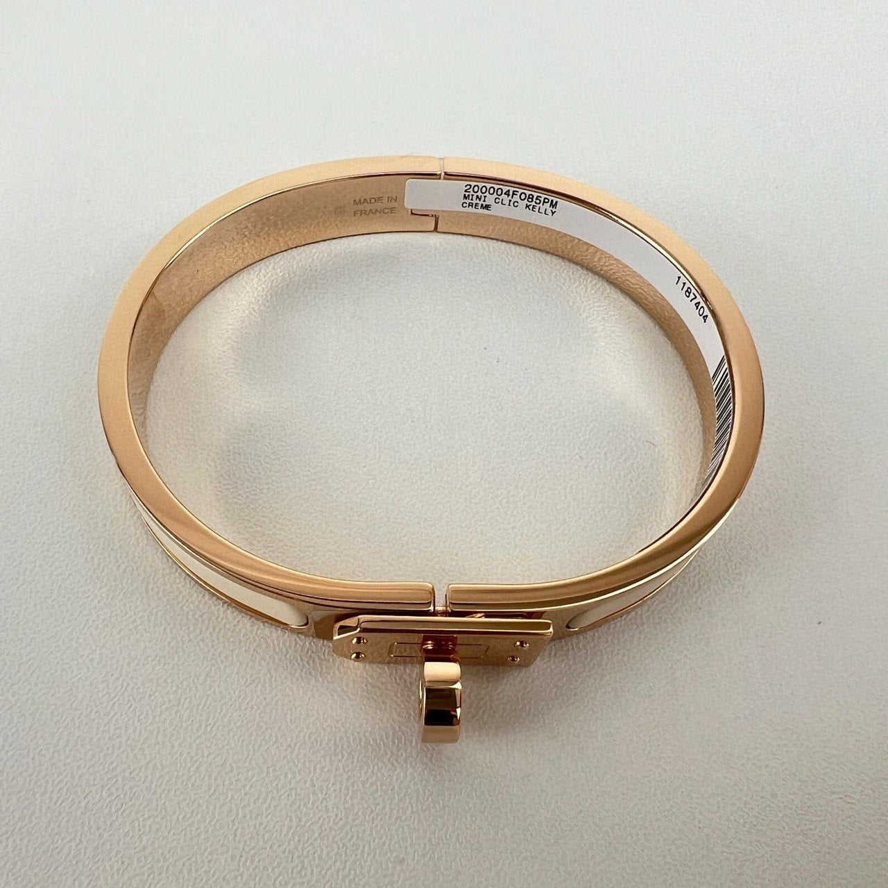 Hermès エルメス Mini Clic Kelly bracelet PM 200004F085PM ミニ クリック ケリー ブレスレット エナメルブレスレット ファン Creme / Rosegold :クリーム / ローズゴールド