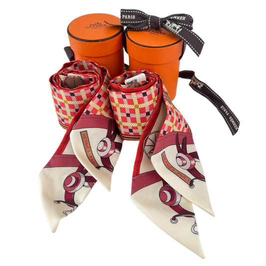 Hermès エルメス Twilly ツイリー 絹 100% マルチカラー ピンク レッド