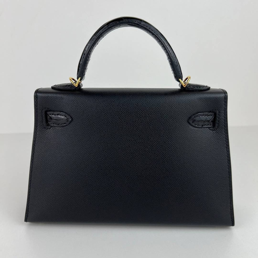 Mini kelly touch ミニケリー タッチ Black ブラック Madame マダム/Alligatorアリゲーター GHW ゴールド金具 Stamp-B B刻印