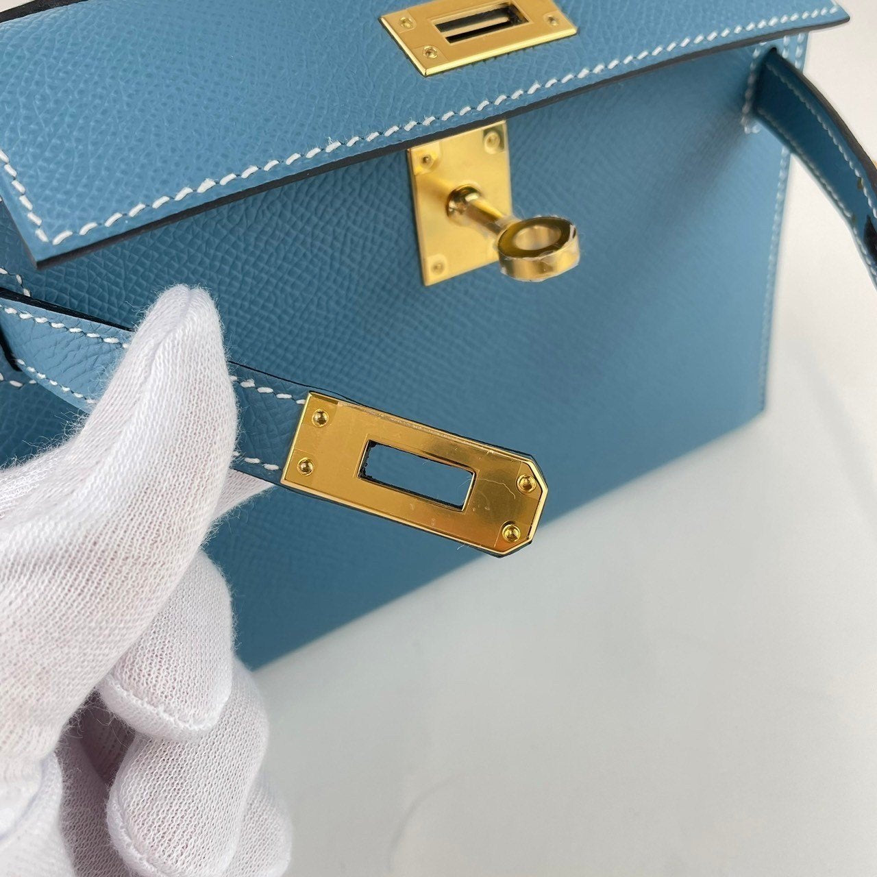 Mini kelly ミニケリー Blue jean ブルージン Epsom エプソン GHW ゴールド金具 B刻