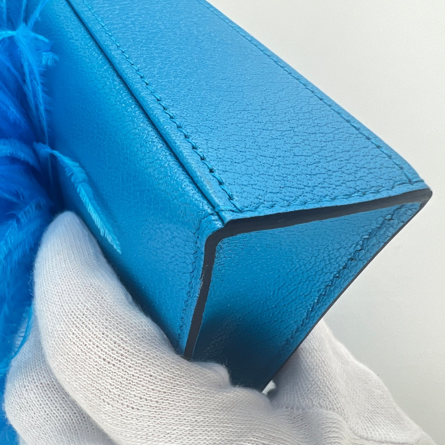 Kelly Elan feather ケリーエランフェザー Blue frida ブルーフリーダ Chevre シェーブル PHW シルバー金具 Stamp-B B刻印