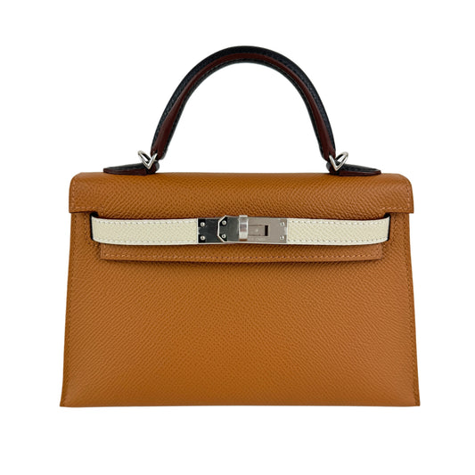 Mini kelly tricolor verso ミニケリートリコロールヴェルソ Gold/Craie/Black/Blue saphir ゴールド/クレ/ブラック/ブルーサフィール Epsom エプソン PHW シルバー金具 Stamp-U U刻印