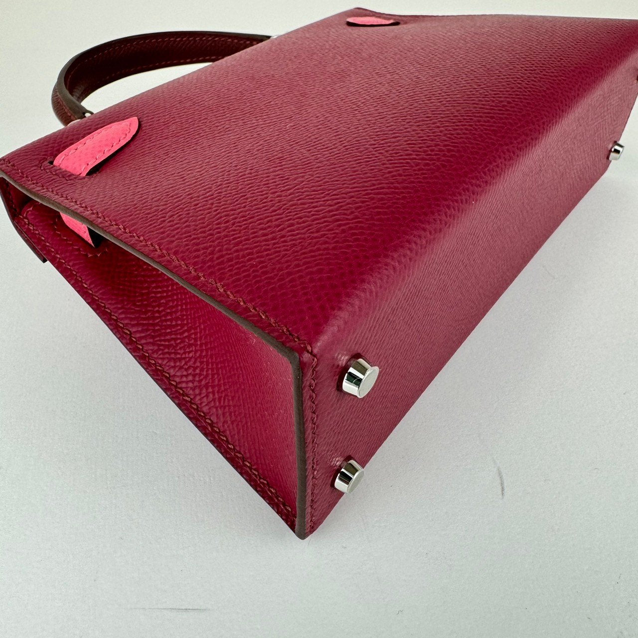 HERMES エルメス Mini kelly tricolor ミニケリー トリコロール Ruby/Rose azalee/Rouge H ルビー/ローズアザレ/ルージュアッシュ PHW シルバー金具 Epsom エプソン Stamp-B B刻印