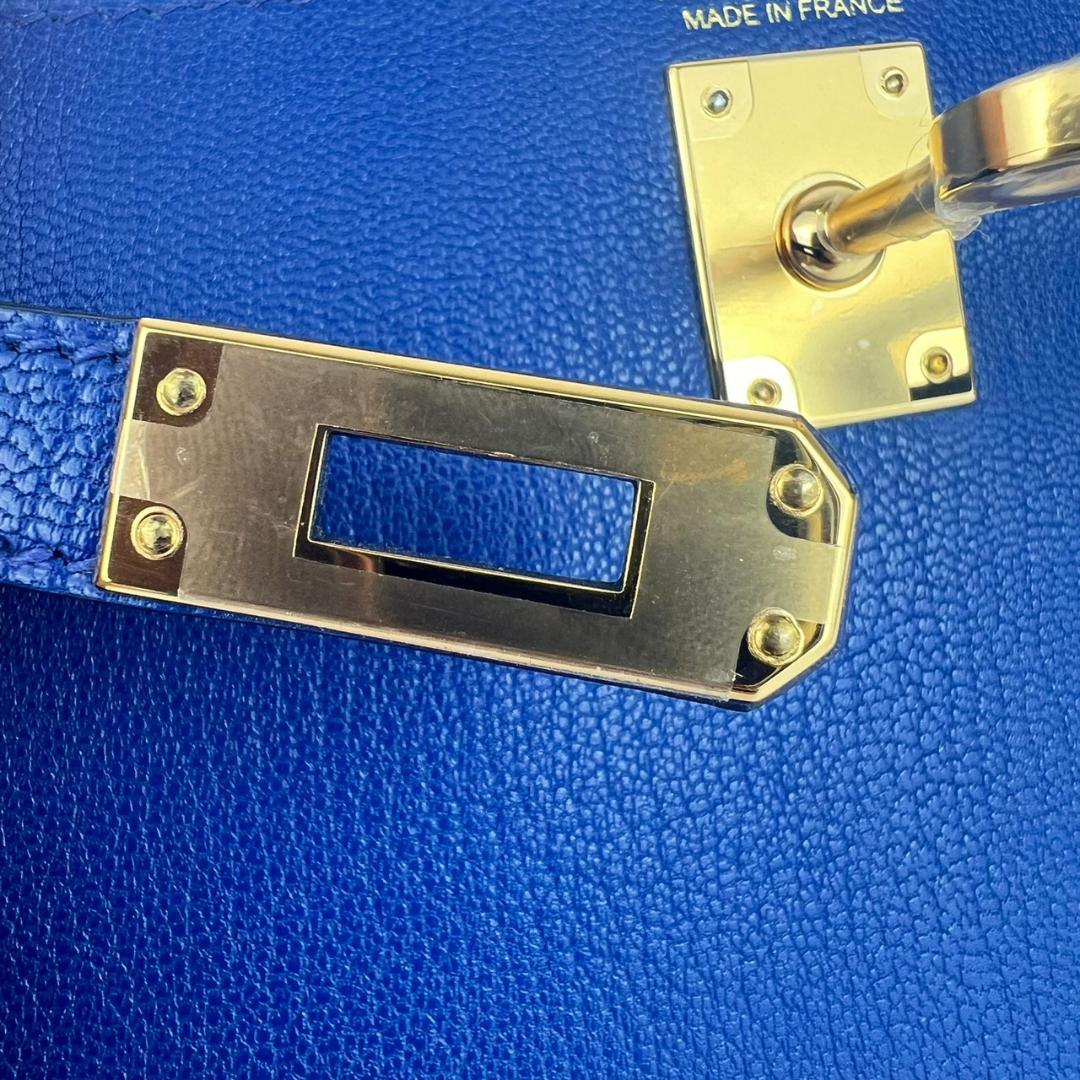 Mini kelly ミニケリー Blue royal ブルーロイヤル Chevre シェーブル GHW ゴールド金具 B刻