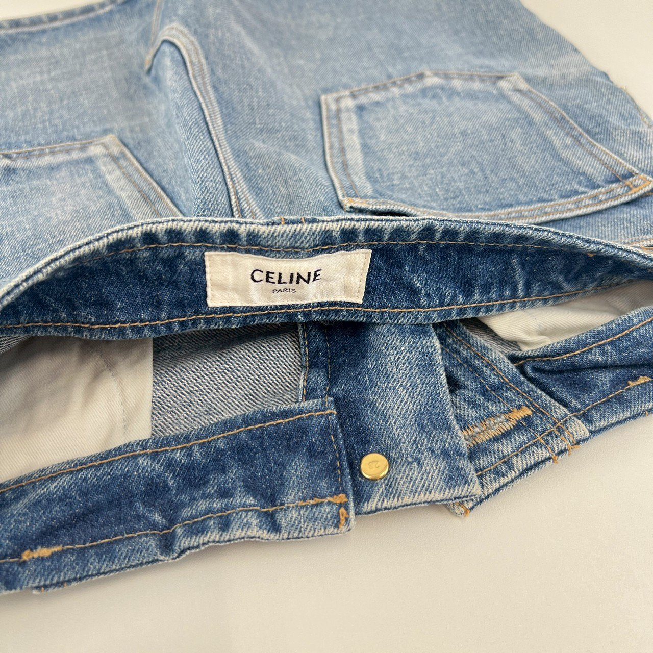 CELINE セリーヌ デニムミニスカート 綿100% light blue denim