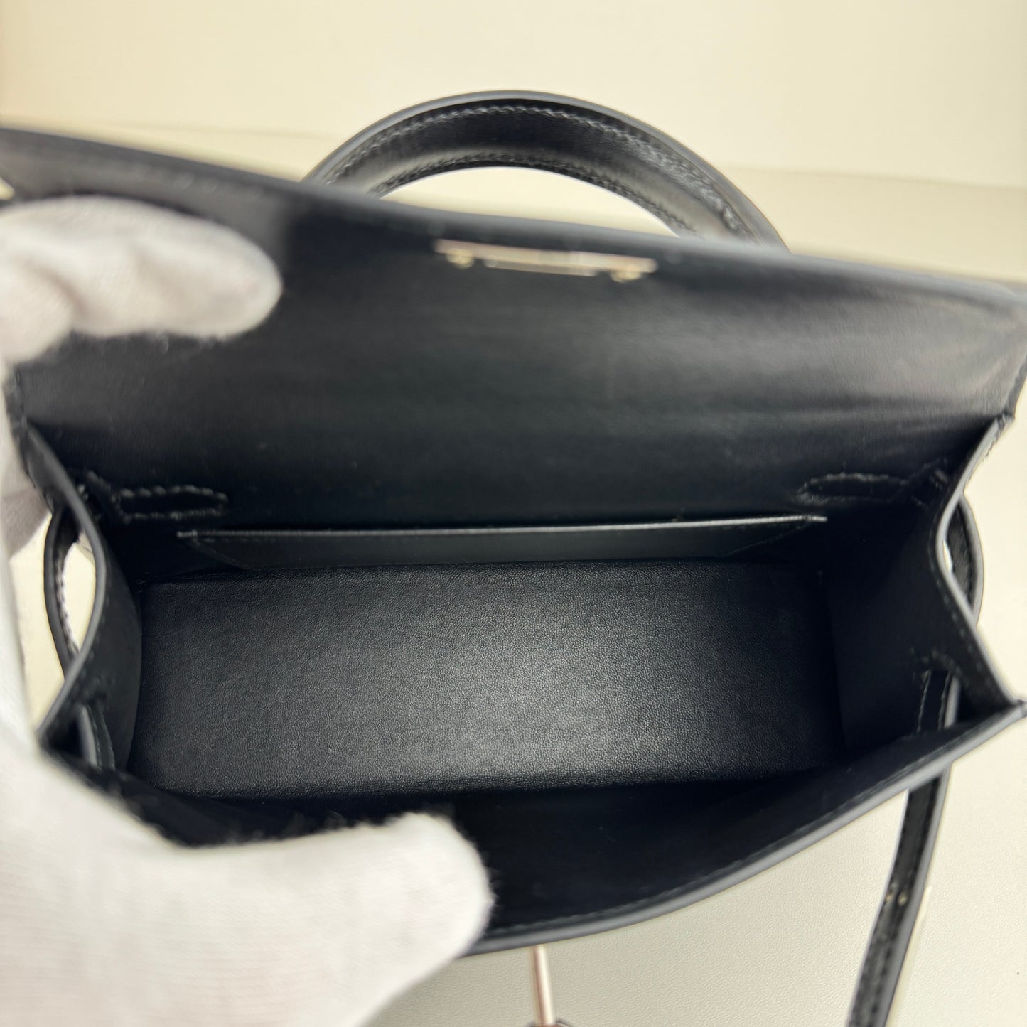 Mini kelly ミニケリー Black ブラック シルバー金具 Box calf ボックスカーフ Stamp-B B刻印