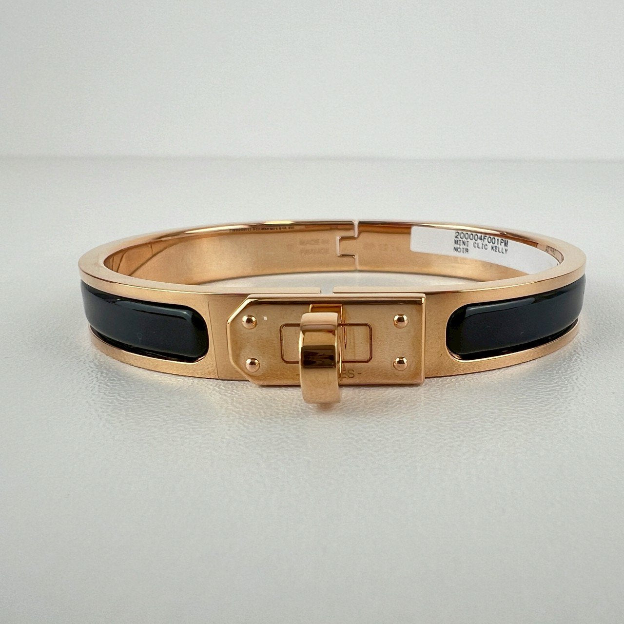 Hermès エルメス Mini Clic Kelly bracelet PM 200004F001PM ミニ クリック ケリー ブレスレット エナメルブレスレット ファン Black / Rosegold :ブラック / ローズゴールド