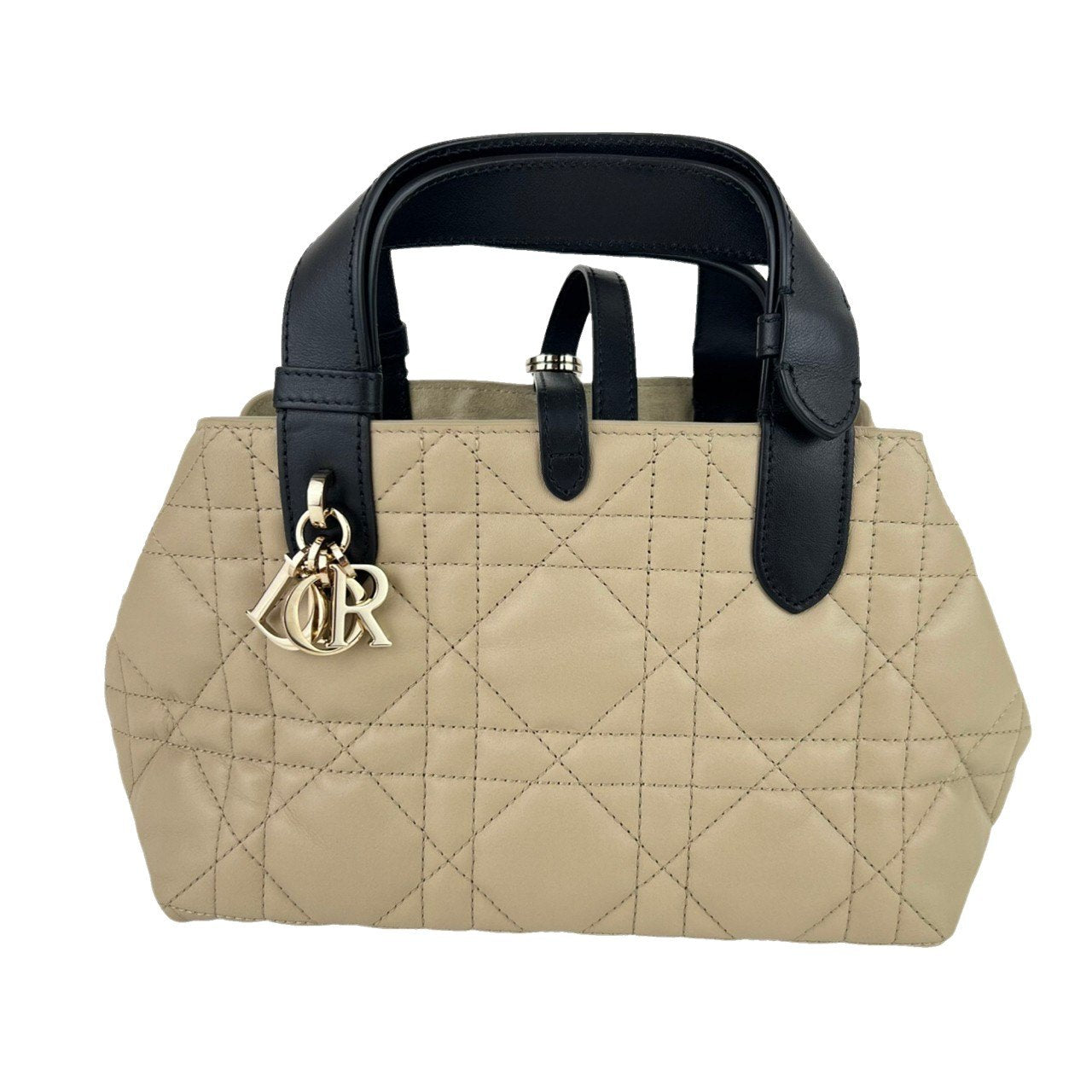 新品未使用 Christian dior ディオール Dior Toujours バッグ スモール Beige/Black ベージュ/ブラック GHW ゴールド金具 Calf レディースバッグ ハンドバッグ