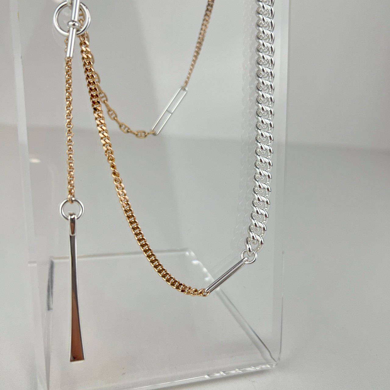 新品未使用 HERMES エルメス Mix and h long necklace ミックス&Hロングネックレス RG金具 ローズゴールド/シルバー