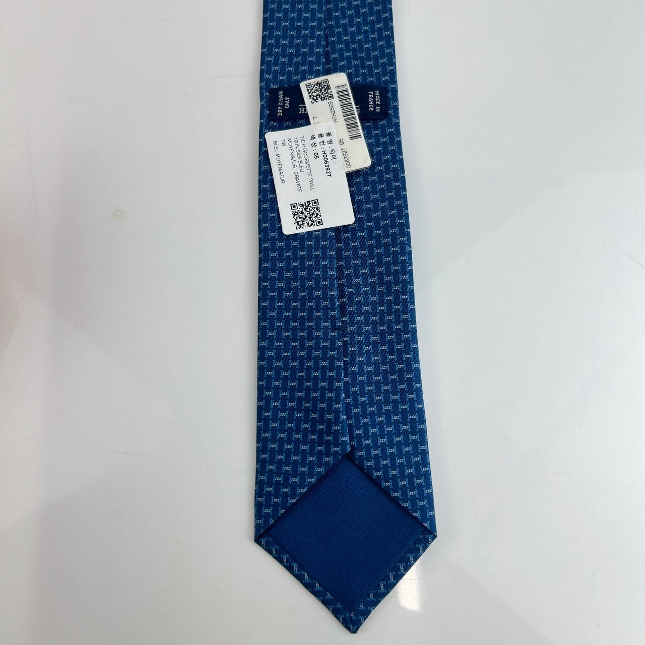 シルクツイルタイ Hグルメット H Gourmette twill Blue Moyen / Azur ブルーモアイヤン / アズール シルク
