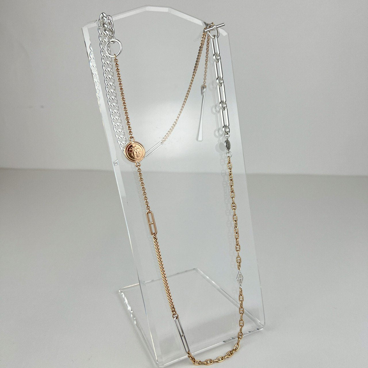新品未使用 HERMES エルメス Mix and h long necklace ミックス&Hロングネックレス RG金具 ローズゴールド/シルバー