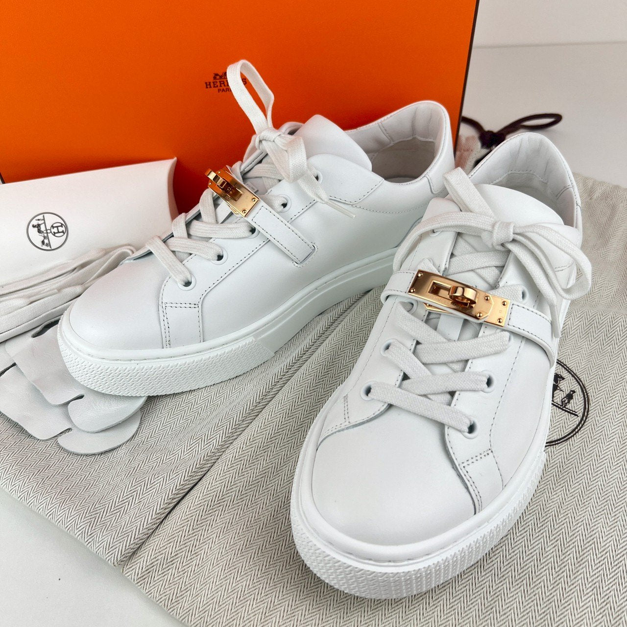 Sneaker DAY スニーカーデイ White ホワイト RGHW ローズゴールド金具 カーフスキン 38(25cm)