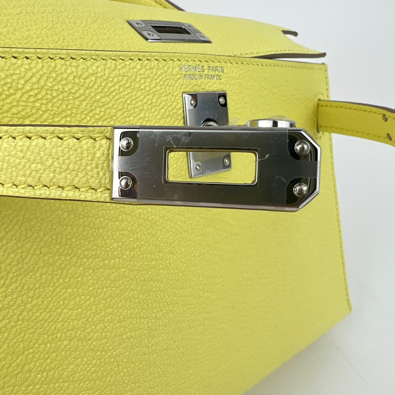 Mini Kelly ミニケリー Limoncello リモンチェッロ Chevre シェーブル PHW シルバー金具 B刻印