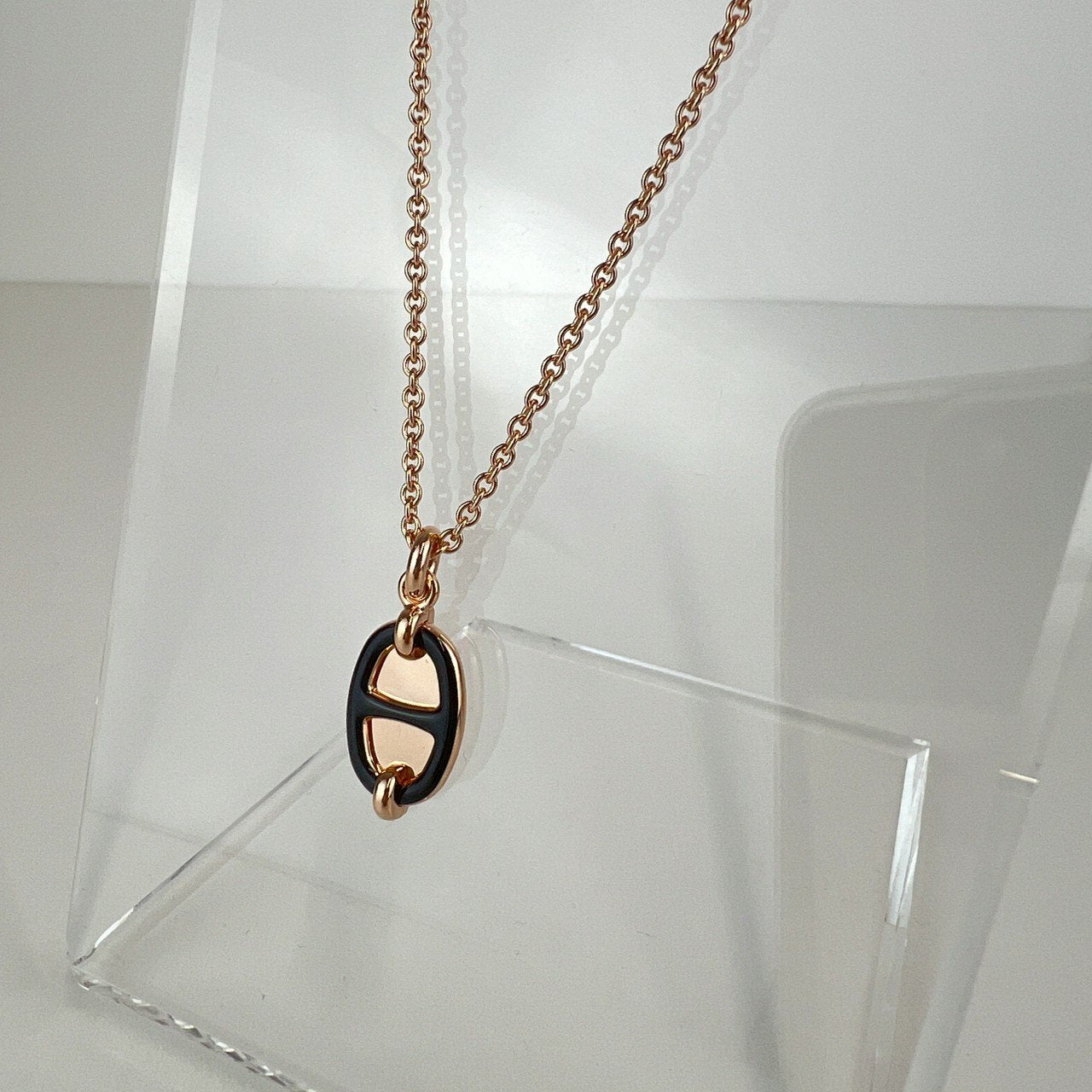Hermès エルメス Mini Maillon pendant ミニ マイヨン ペンダント メタル Black / Rosegold :ブラック / ローズゴールド