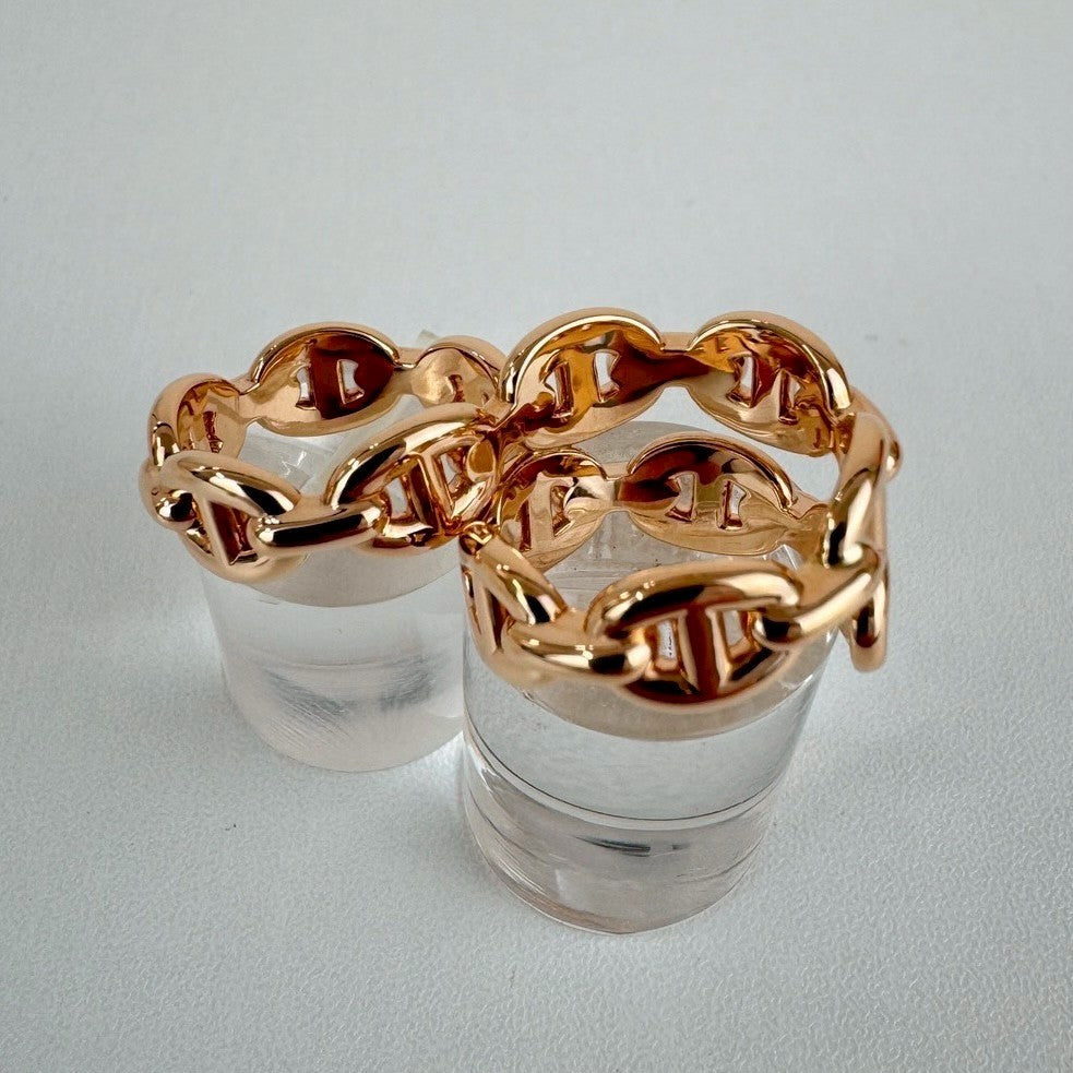 Double chaine d'Andre Enchainee GM #53 シェーヌダンクル アンシェーヌ ダブルリング RGHW ローズゴールド金具 GM 53 13号 幅: 1.43 cm