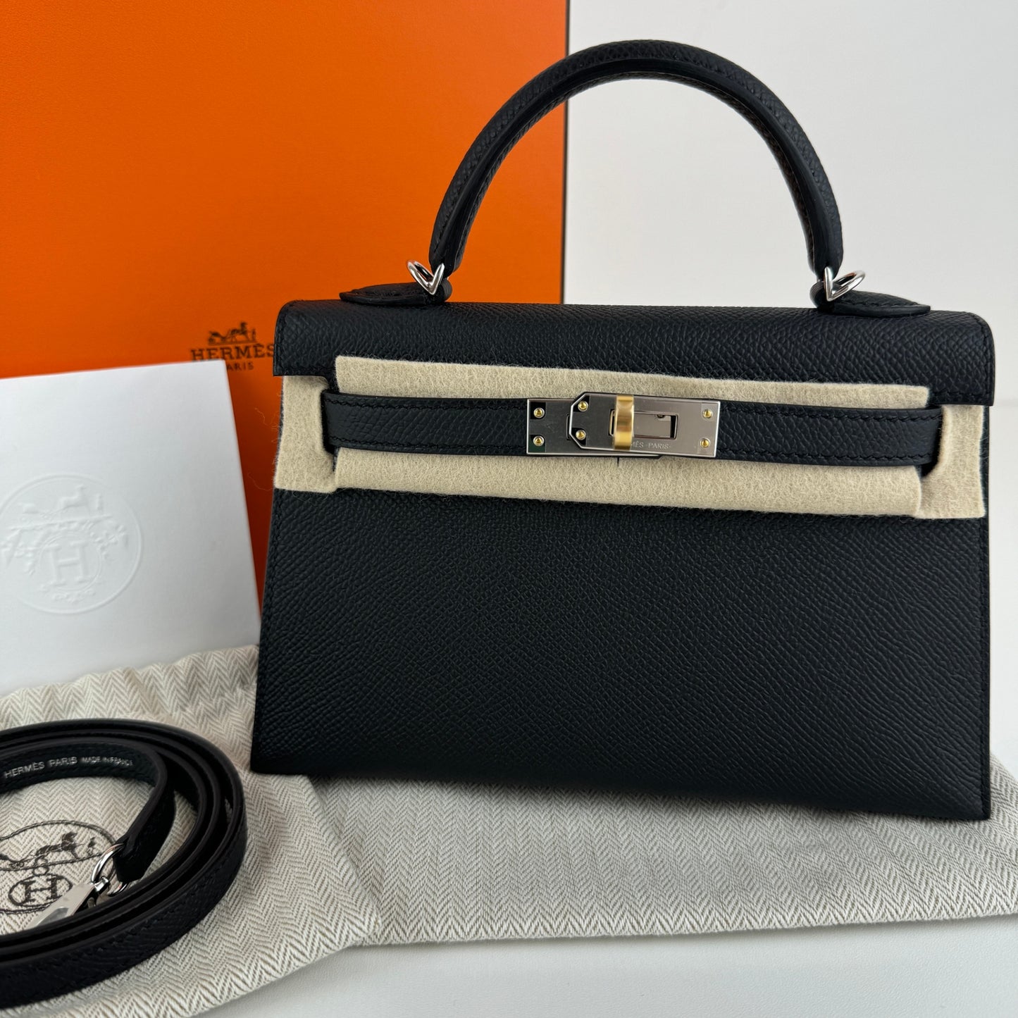 Mini kelly ミニケリー Black ブラック EHW エレクトラム金具 Stamp-K K刻 Epsom エプソン