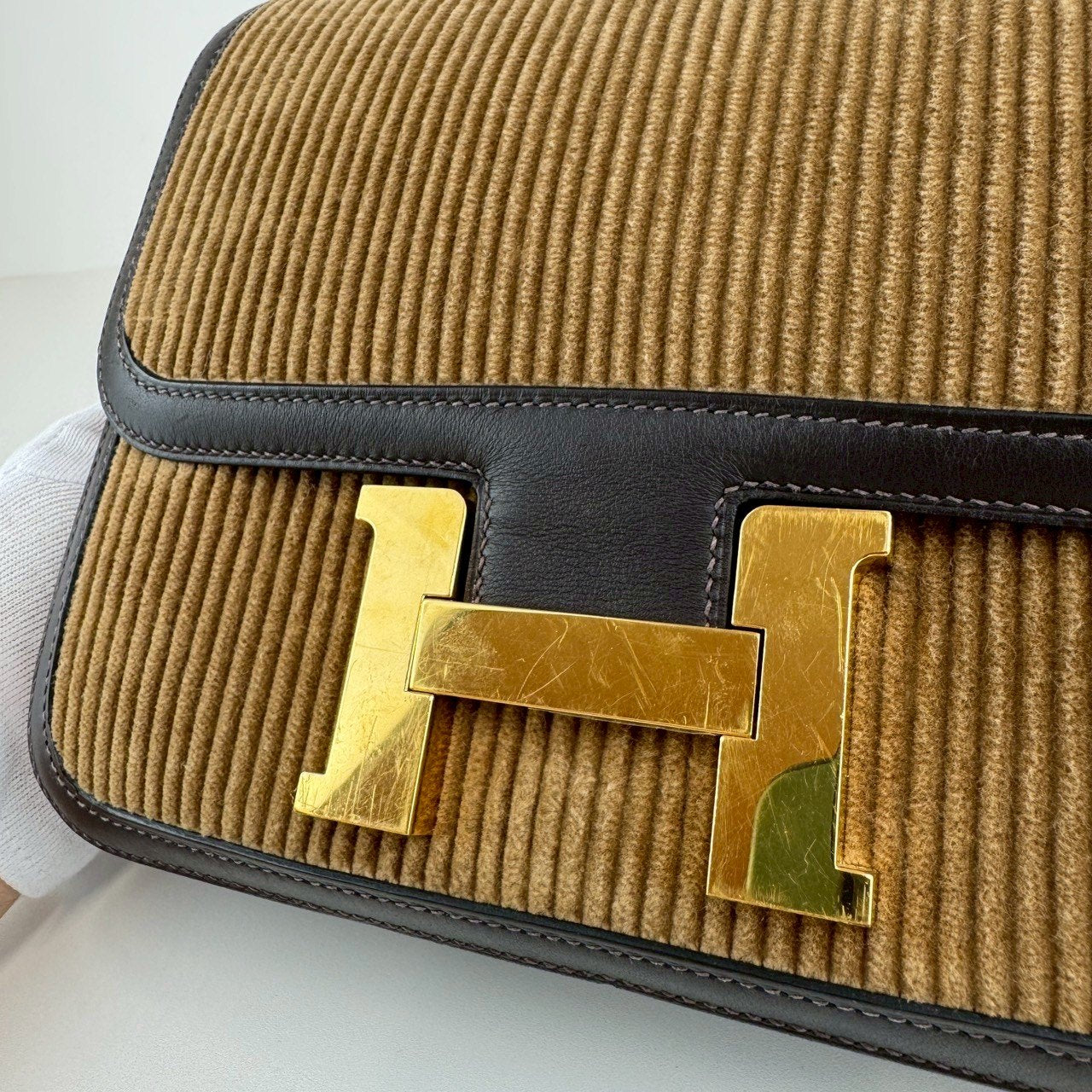 Constance 24 コンスタンス24 Corduroy/Swift コーデュロイ/スウィフト Tabac camel タバックキャメル GHW ゴールド金具 Stamp-D D刻印