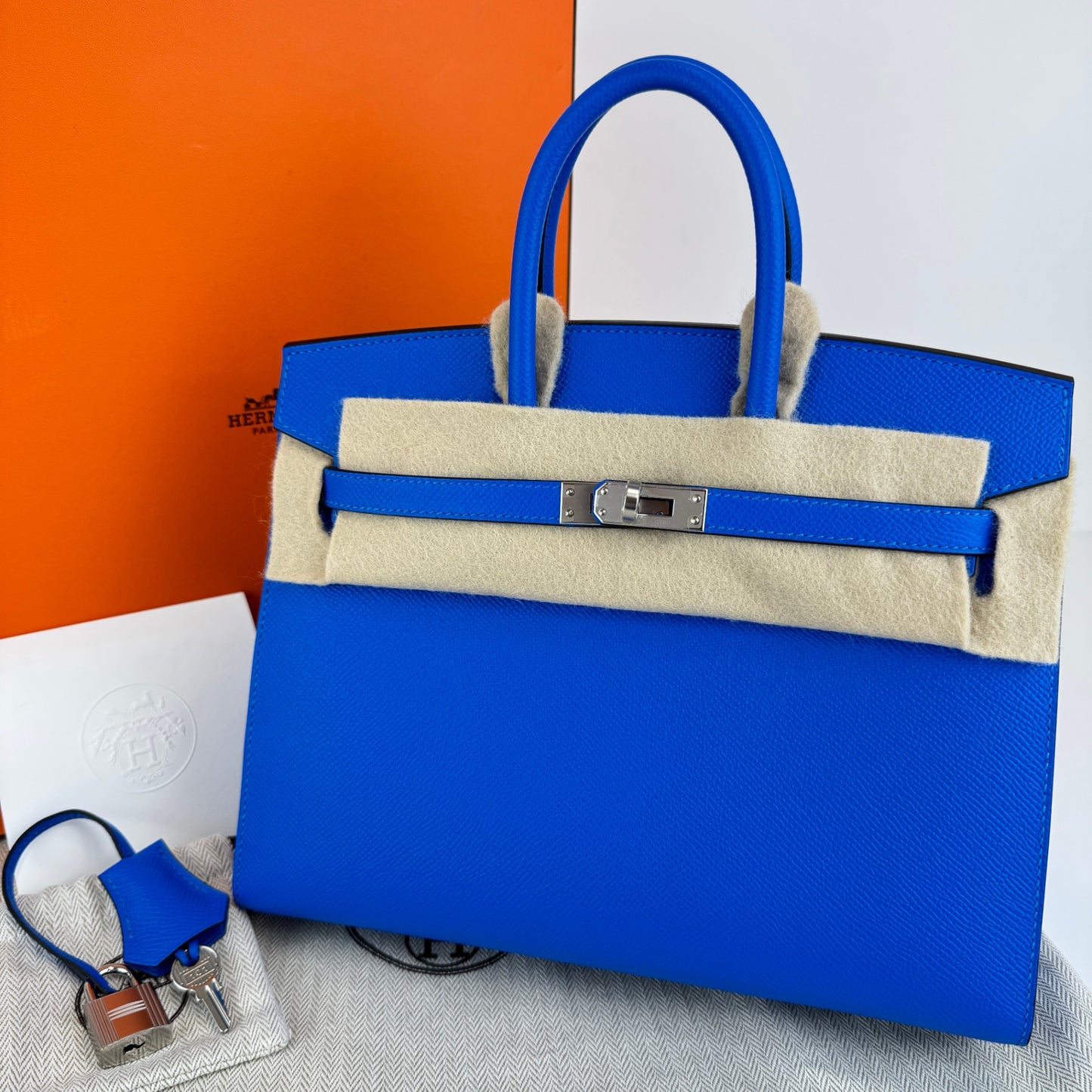 Hermès エルメス Birkin25 バーキン25 Stamp-K K刻印 Epsom エプソン Bleu hydra ブルーイドラ PHW シルバー金具