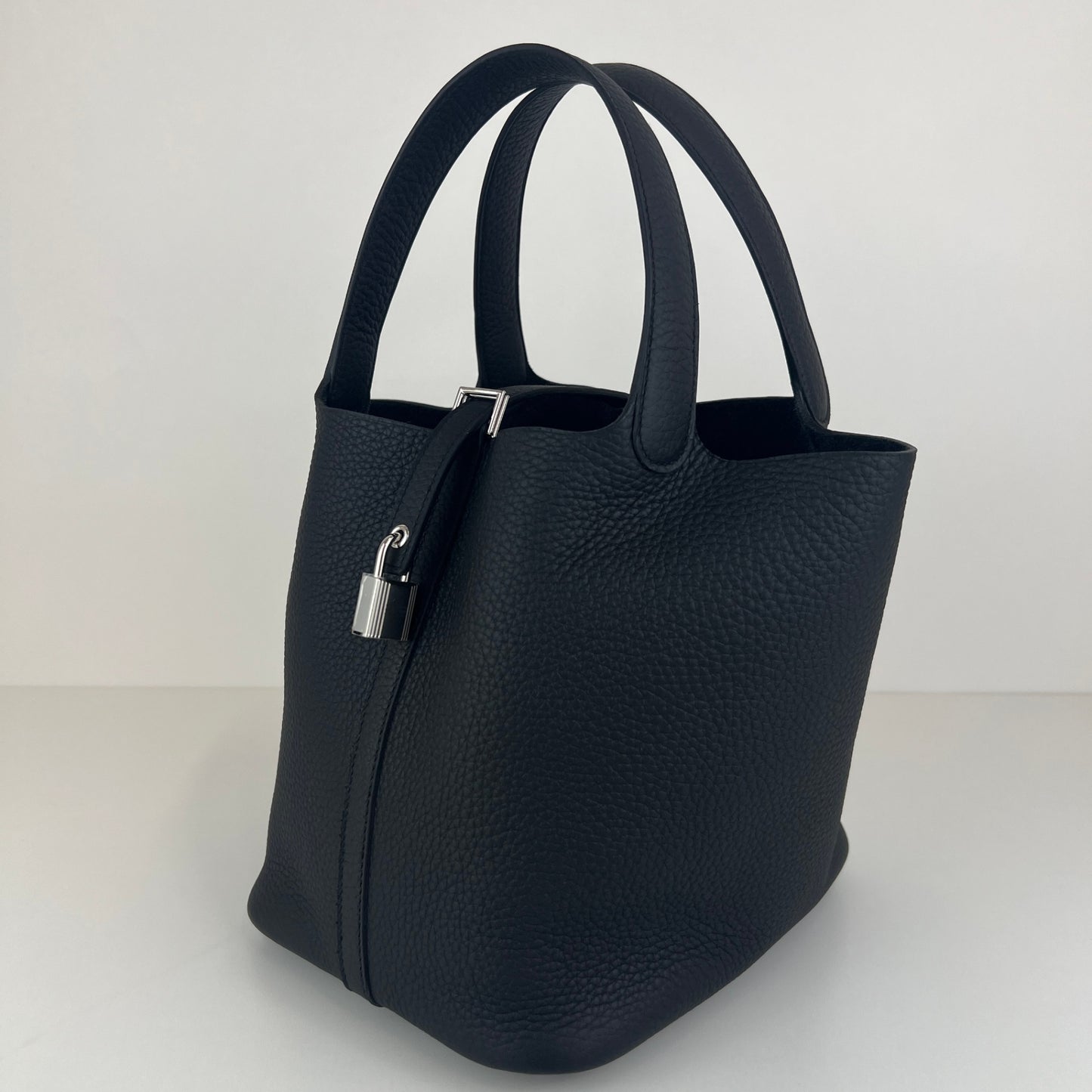 Picotin lock MM ピコタンロックMM Black ブラック Clemence クレマンス PHW シルバー金具 Stamp-K K刻印