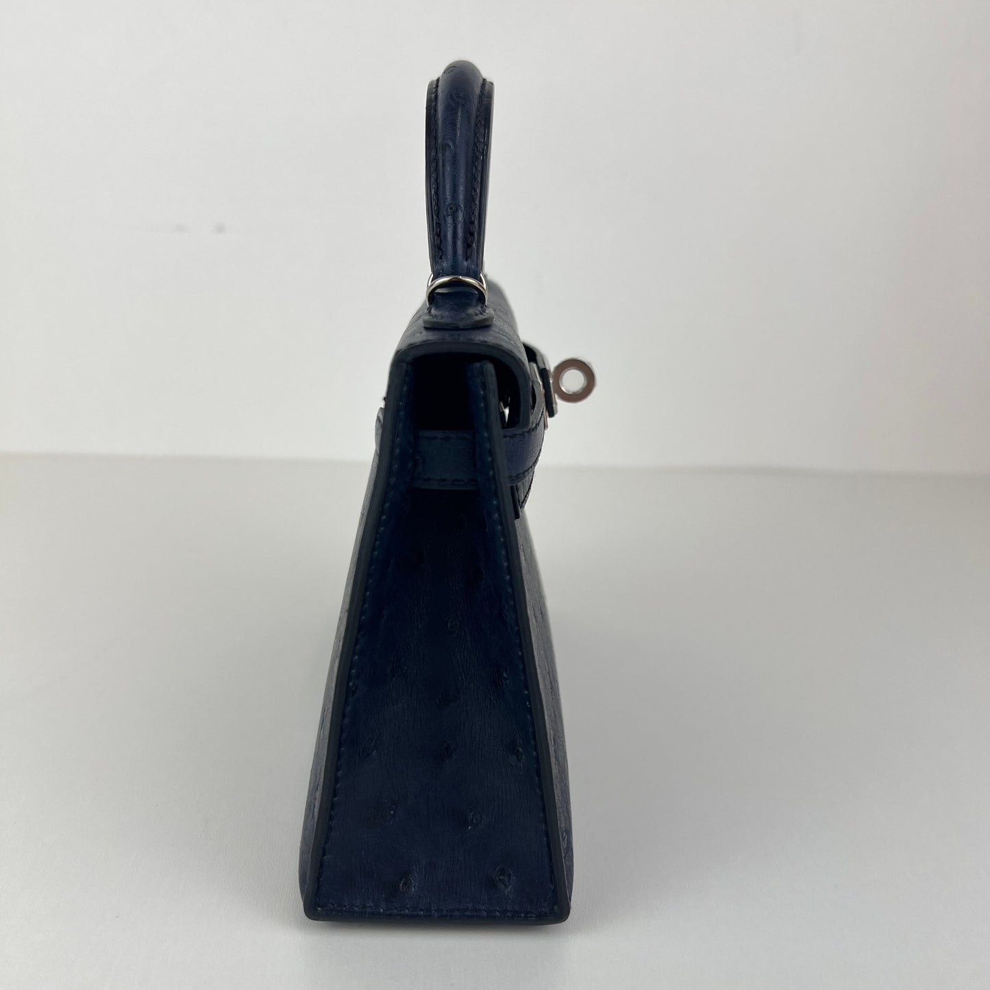 Mini kelly ミニケリー Aisome アイゾメ Ostrich オーストリッチ PHW シルバー金具 Stamp-W W刻印