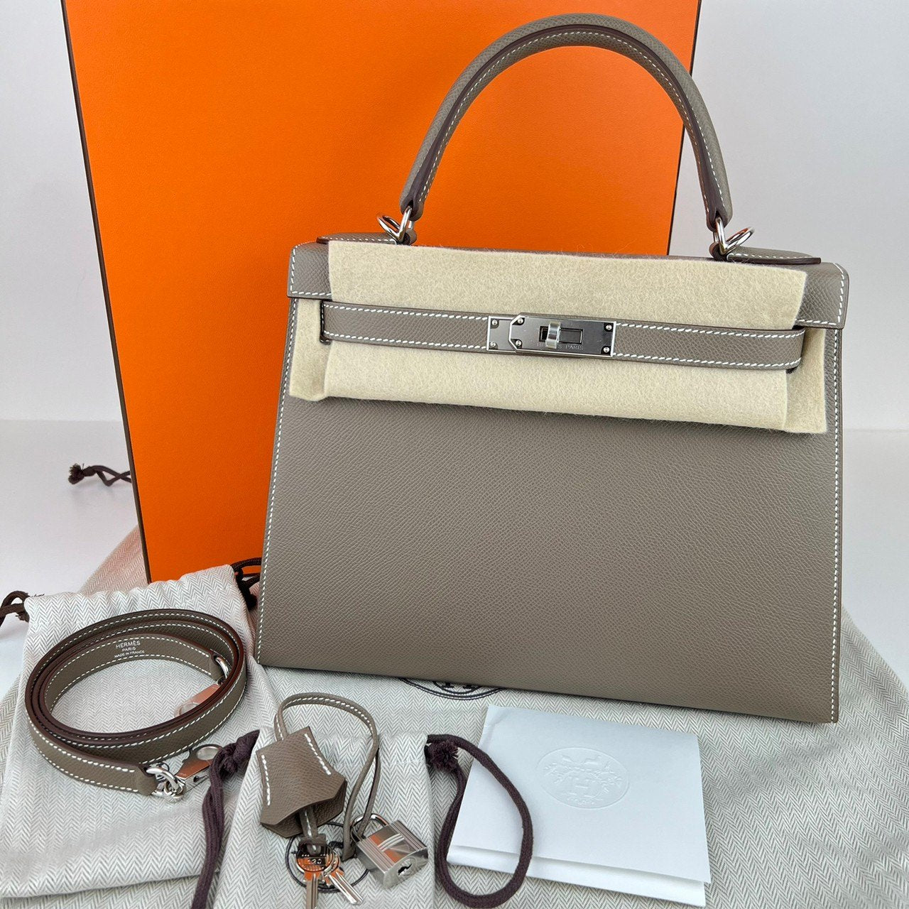 Kelly28 ケリー28 Etoupe エトープ Epsom エプソン PHW シルバー金具 Stamp-W W刻印