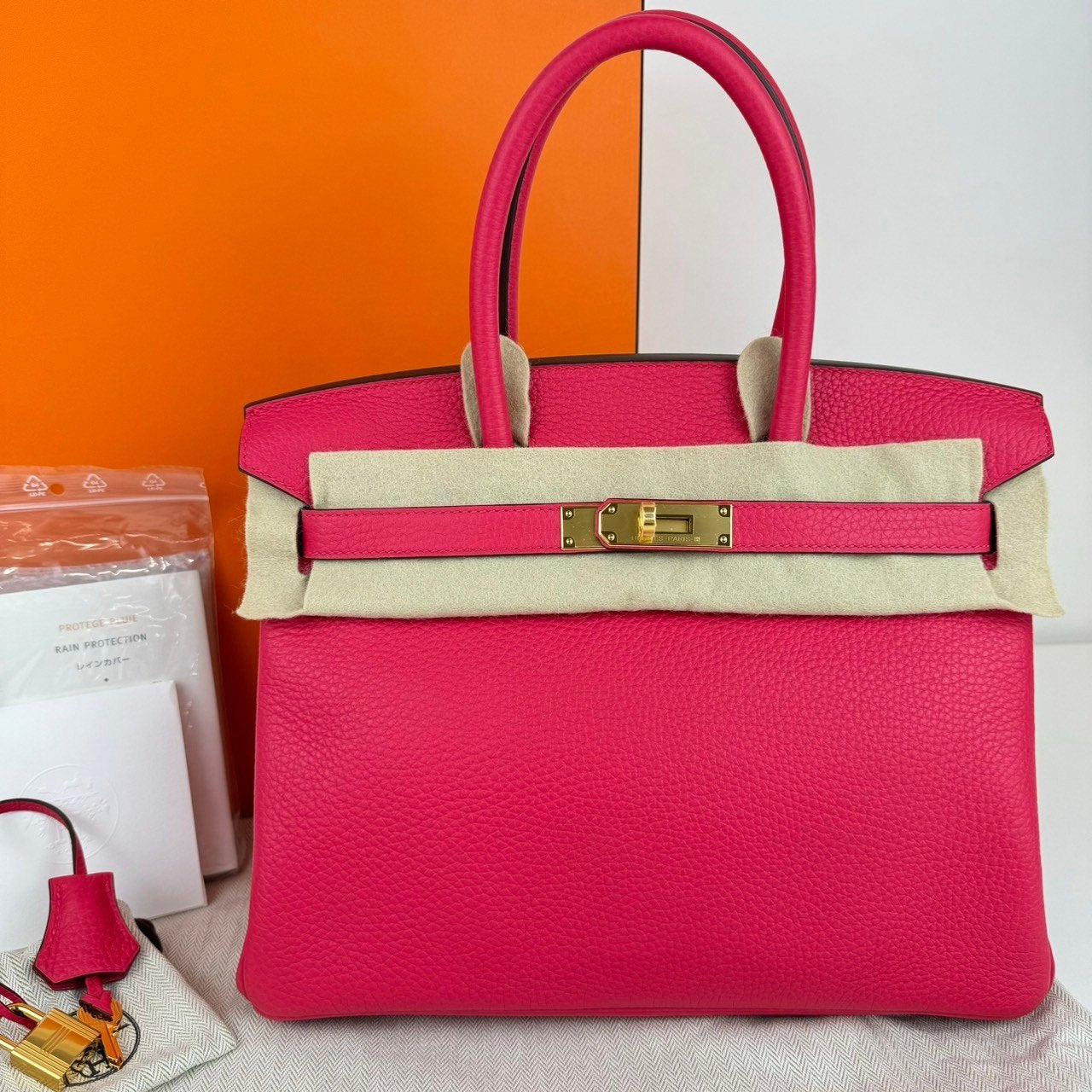 Birkin30 バーキン30 Rose extreme ローズエクストリーム Clemence クレマンス GHW ゴールド金具 Stamp-D D刻印