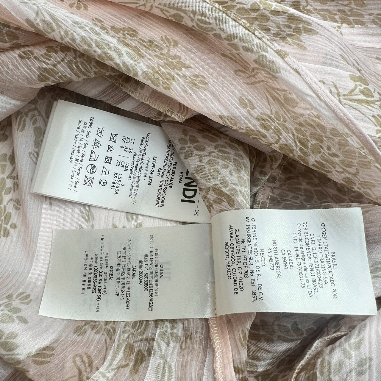 FENDI フェンディ ピンクシフォン ドレス Pink ピンク シルク サイズ36