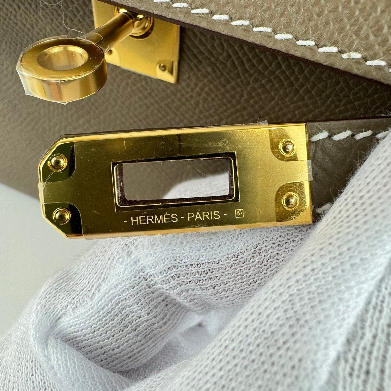 Mini kelly ミニケリー Stamp-W W刻印 Epsom エプソン Etoupe エトープ GHW ゴールド金具