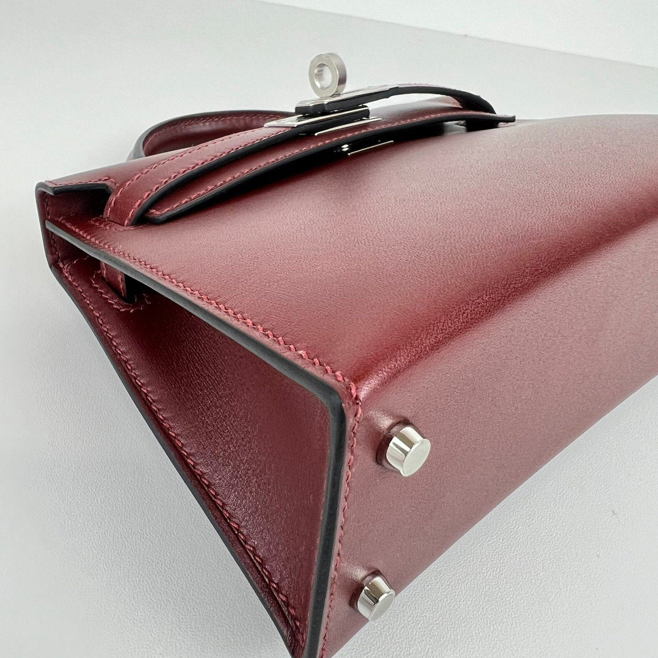 Mini kelly ミニケリー Rouge H ルージュアッシュ PHW シルバー金具 Box calf ボックスカーフ Stamp-W W刻印