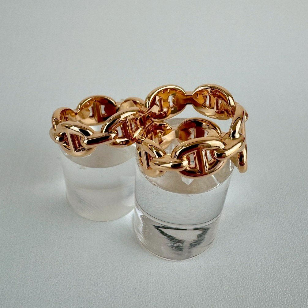 Double chaine d'Andre Enchainee GM #53 シェーヌダンクル アンシェーヌ ダブルリング RGHW ローズゴールド金具 GM 53 13号 幅: 1.43 cm