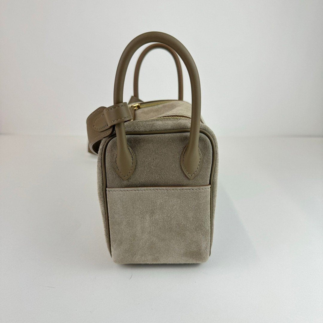 HERMES エルメス Lindy mini リンディミニ Gris caillou グリカイユ GHW ゴールド金具 Veau Grizzly ヴォーグリズリー Stamp-B B刻