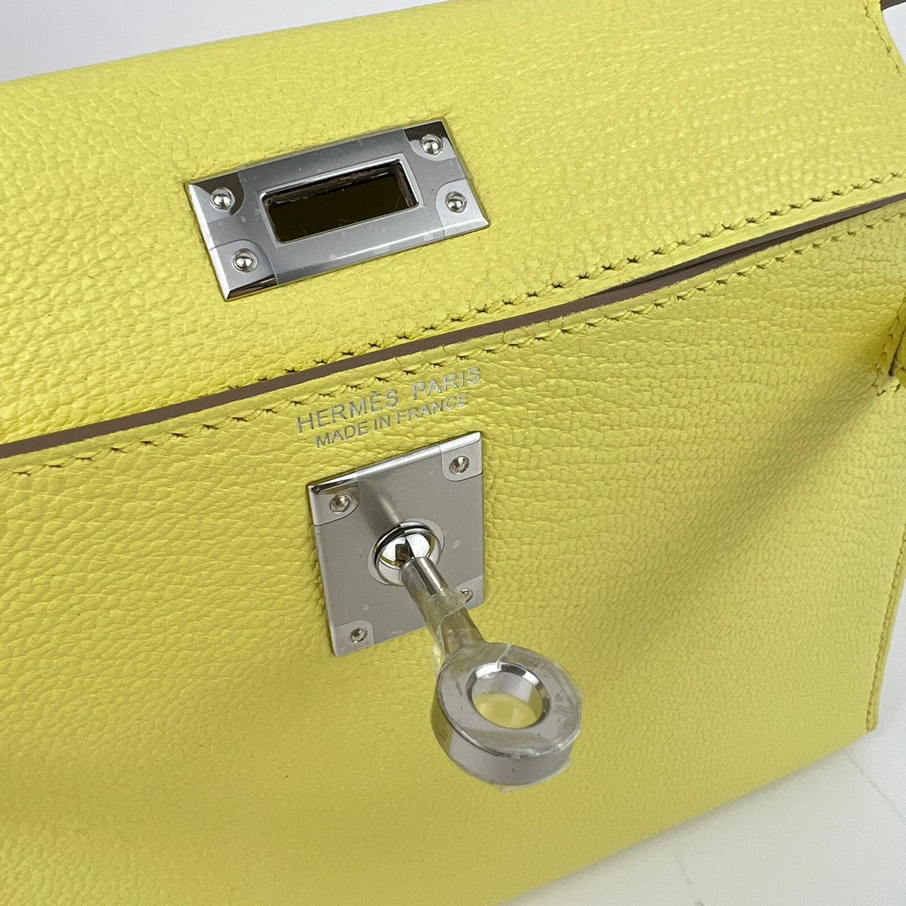 Mini Kelly ミニケリー Limoncello リモンチェッロ Chevre シェーブル PHW シルバー金具 B刻印