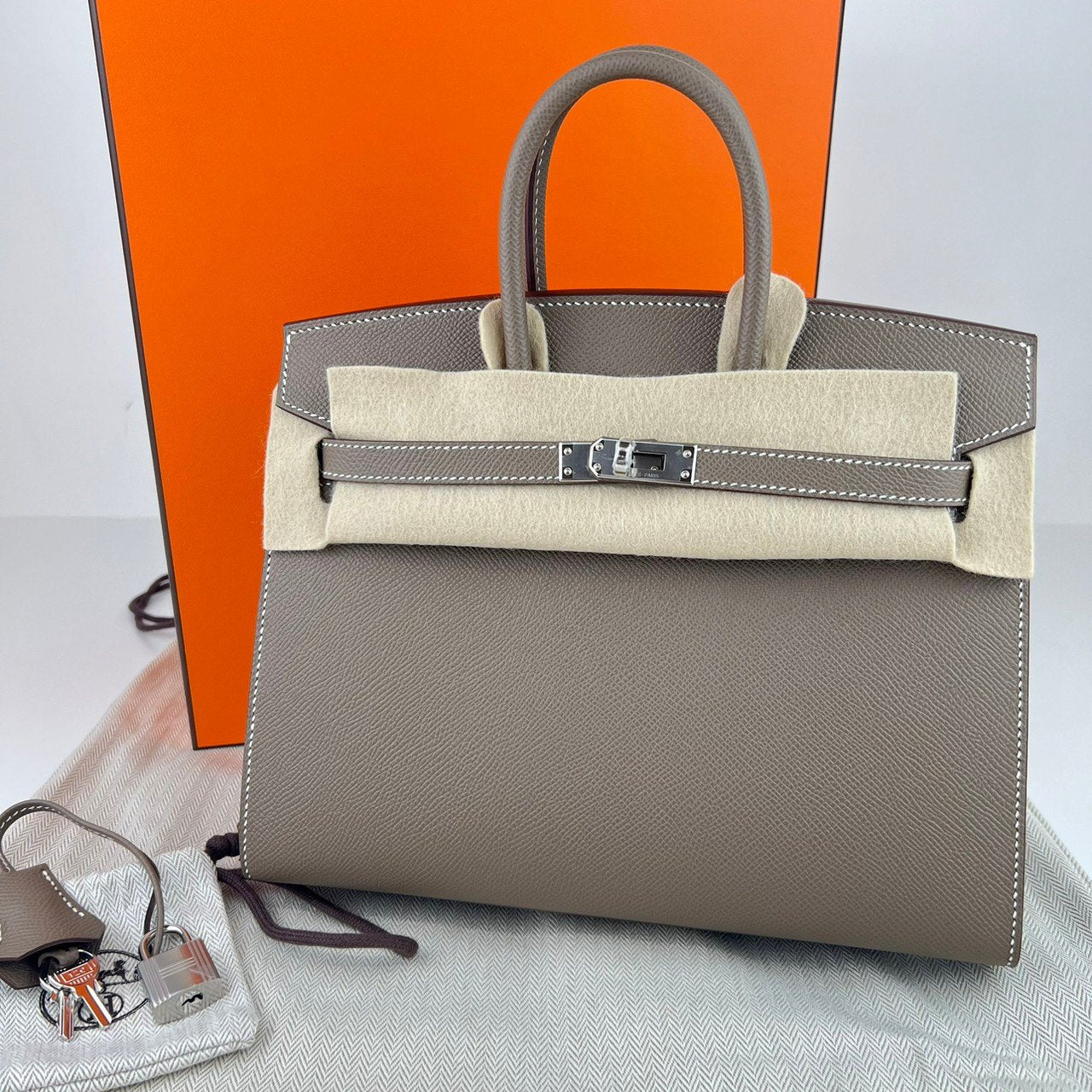 Birkin25 Sellier バーキン25 セリエ Etoupe エトープ PHW シルバー金具 Epsom エプソン Stamp-W W刻印