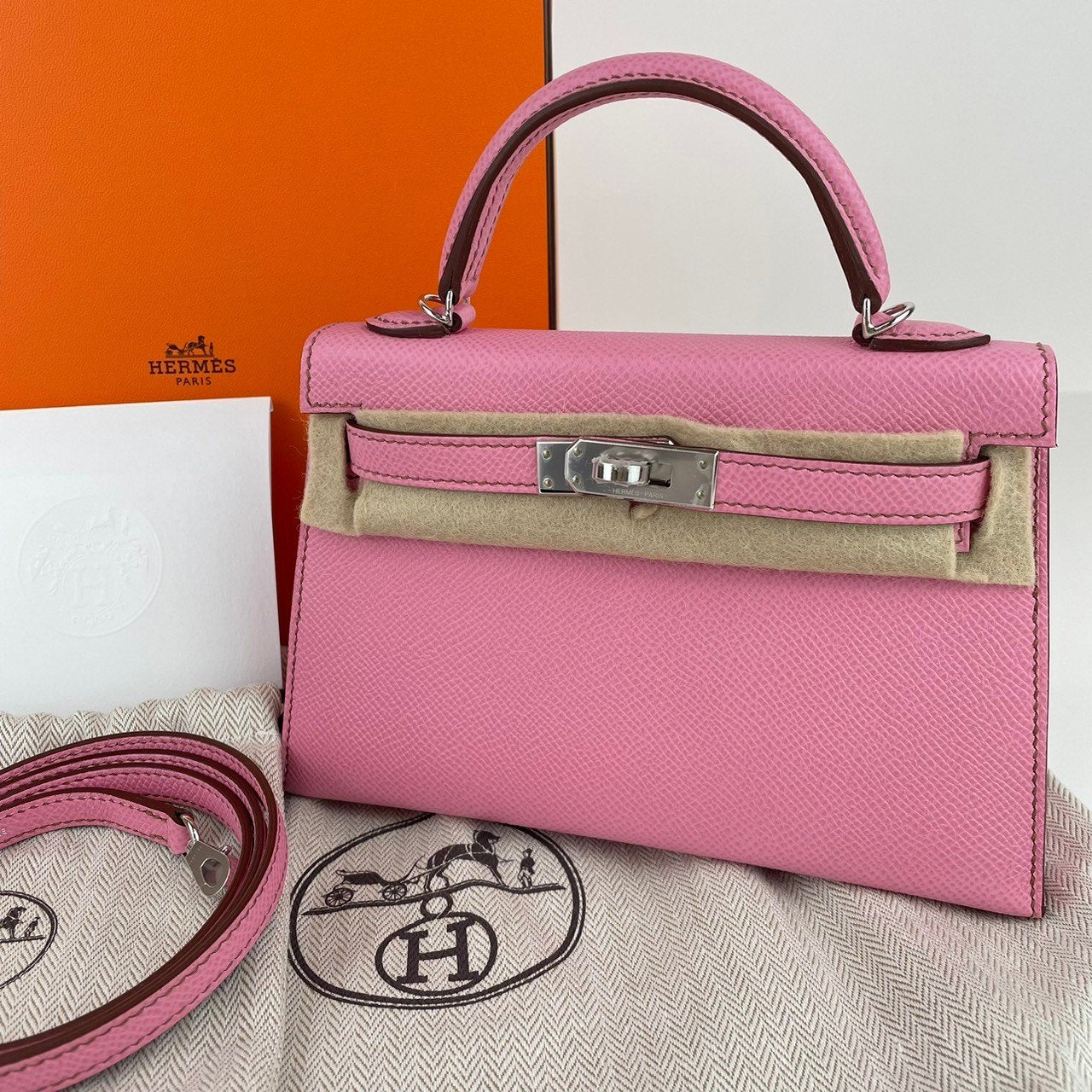 Mini kelly ミニケリー Bubblegum バブルガム Epsom エプソン PHW シルバー金具 Stamp-B B刻印