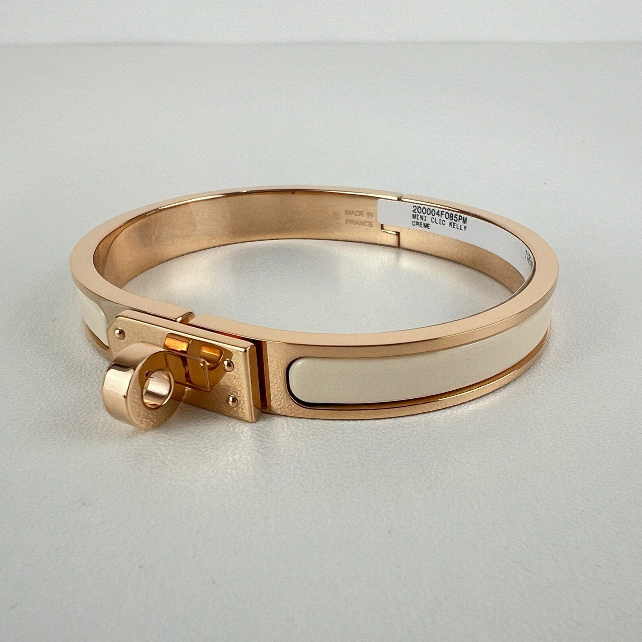 Hermès エルメス Mini Clic Kelly bracelet PM 200004F085PM ミニ クリック ケリー ブレスレット エナメルブレスレット ファン Creme / Rosegold :クリーム / ローズゴールド