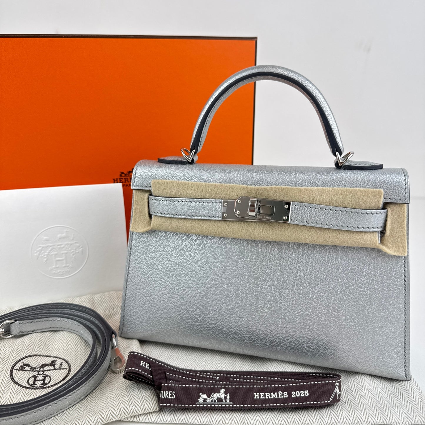 Mini kelly ミニケリー Argent アルジャン PHW シルバー金具 Stamp-K K刻印 Chevre シェーブル