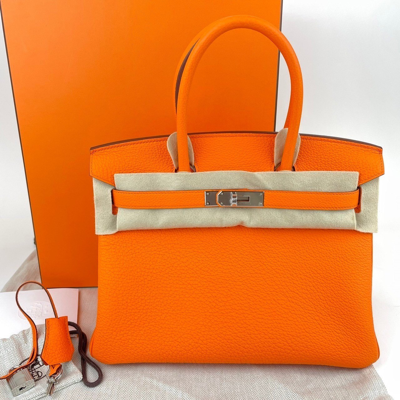 Birkin30 バーキン30 Orangeminium オレンジミニウム Togo トゴ PHW シルバー金具 B刻印