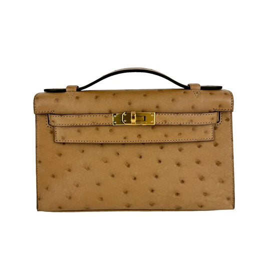 Kelly pochette ケリーポシェット Chai チャイ Ostrich オーストリッチ GHW ゴールド金具 Stamp-W W刻印