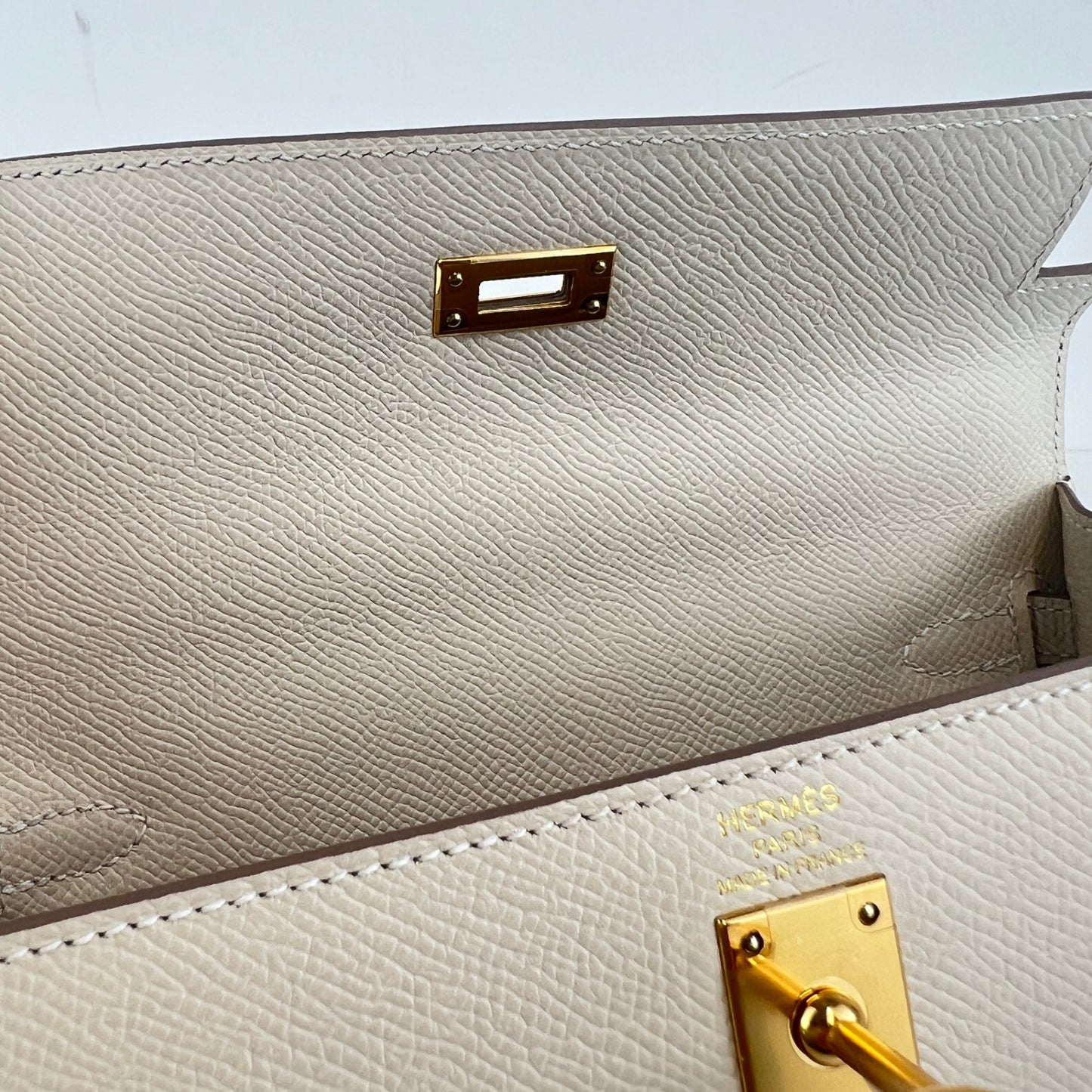 Kelly25 Sellier ケリー25 セリエ Craie クレ GHW ゴールド金具 Stamp-W W刻印 Epsom エプソン