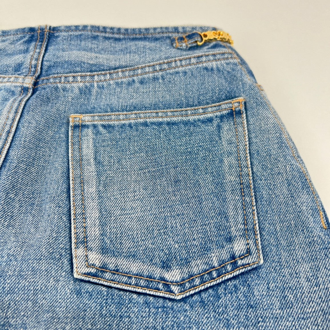 CELINE セリーヌ デニムミニスカート 綿100% light blue denim