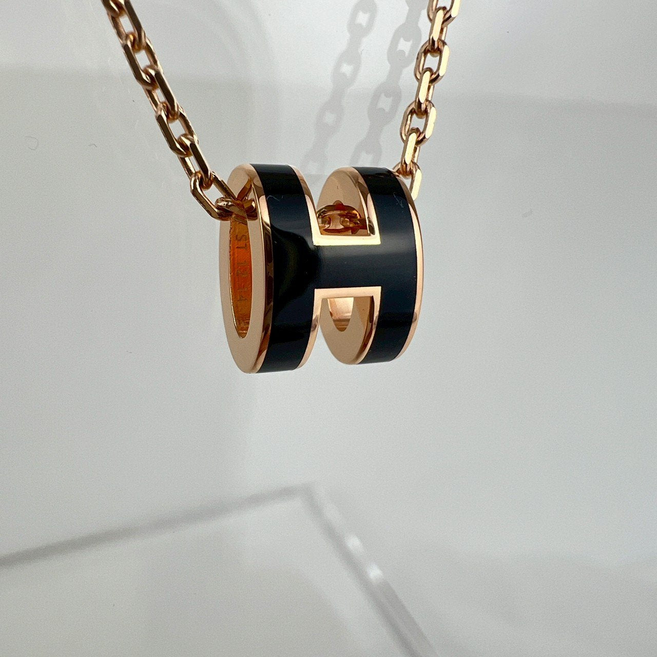 Pendant Mini pop H ポップアッシュネックレス ミニ ブラック ローズゴールド金具
