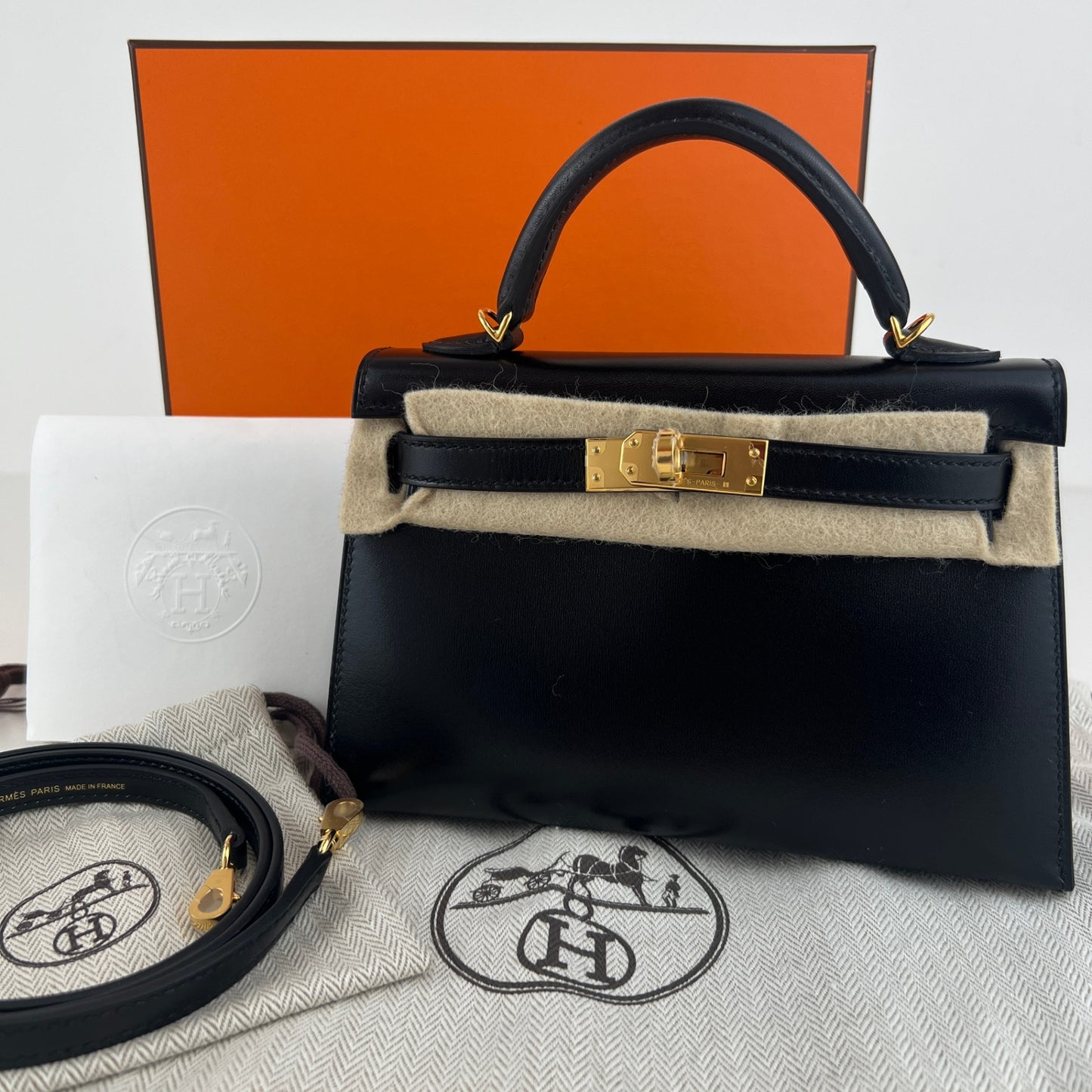 Hermès エルメス Mini kelly ミニケリー Stamp-K K刻印 Box ボックス Black ブラック GHW ゴールド金具